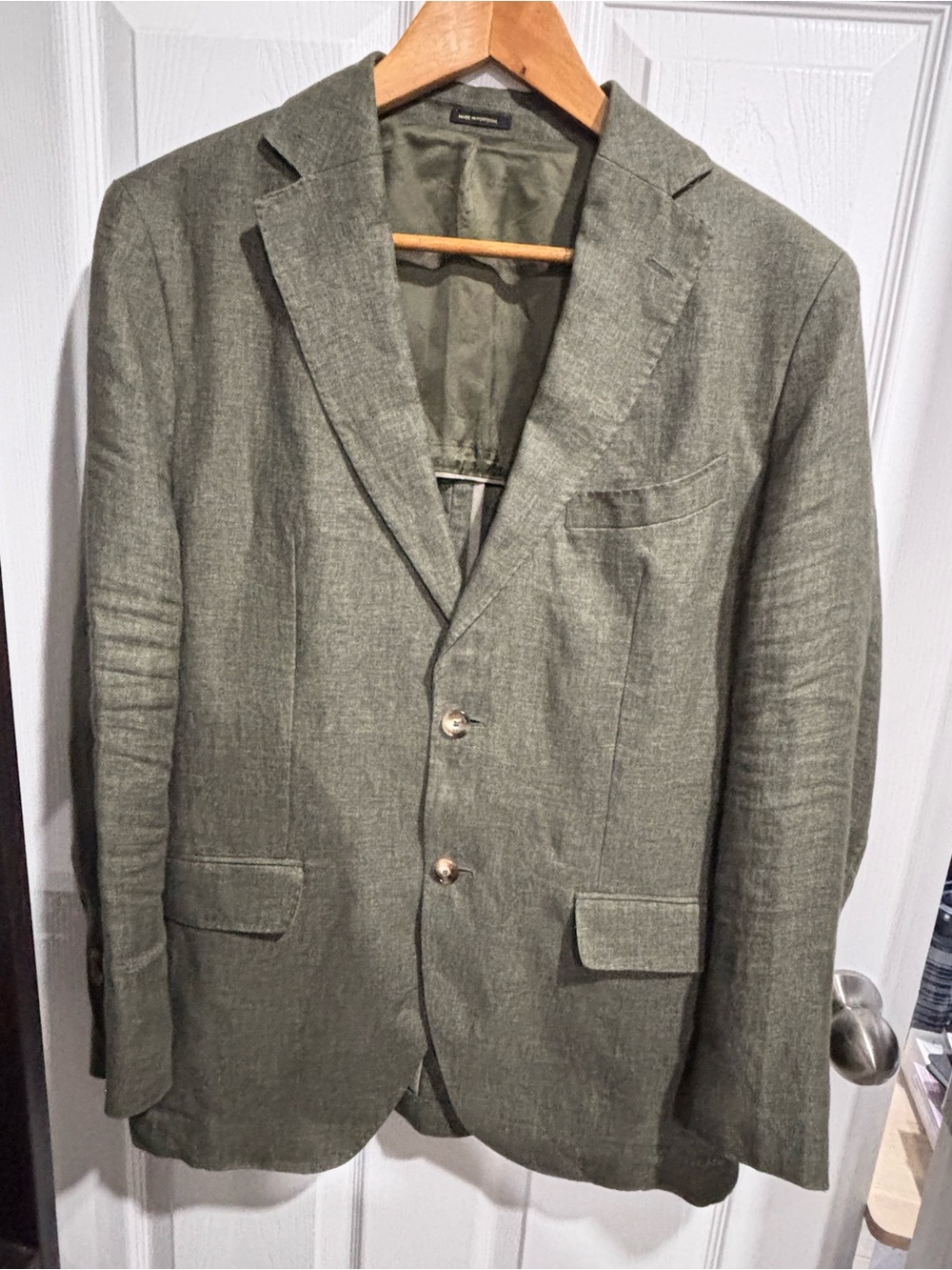 Massimo Dutti Olive Green Linen Blazer